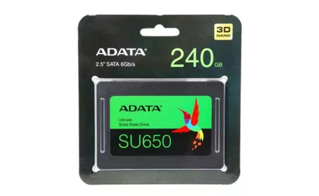 هارد SSD ای‌دیتا SU650 240GB در بسته‌بندی
