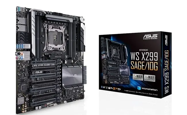 تصویر مادربرد ایسوس ws x299 sage همراه جعبه