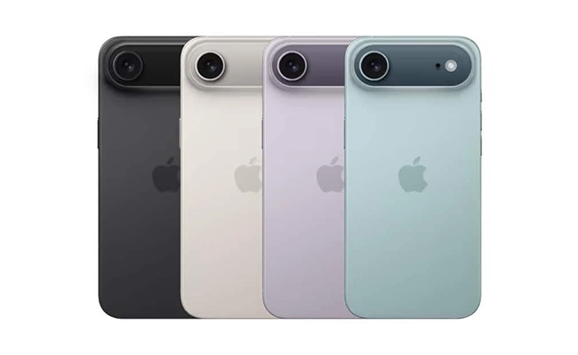 در این عکس نمای گوشی موبایل iPhone Air اپل در رنگ‌های مختلف نمایش داده شده است.