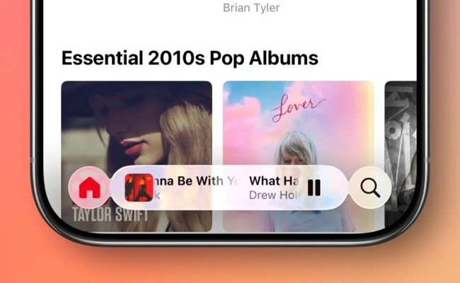 تصویر اپلیکیشن Music در iOS 26.1 در نمایشگر گوشی آیفون