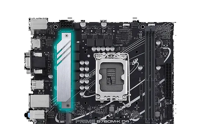 در این هیت سینک مادربرد Asus prime b760m-k d4 سوکت 1700 نمایش داده شده است.