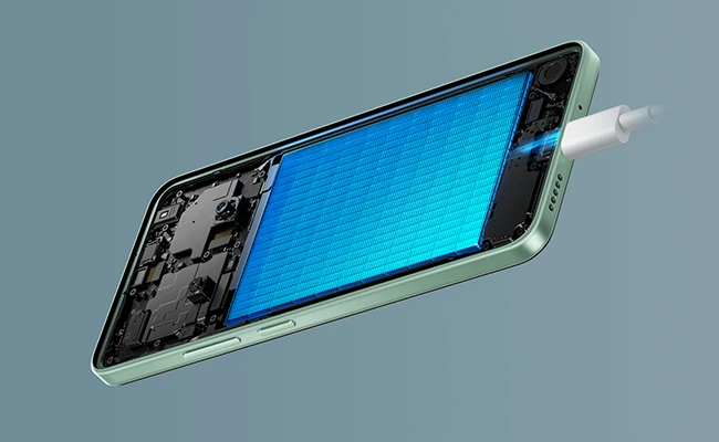 در این عکس باتری موبایل شیائومی Poco C75 به صورت شماتیک نمایش داده شده است.