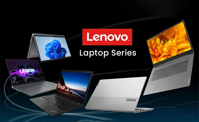 در این عکس نمایندگانی از سری&zwnj;های مختلف لپ تاپ های لنوو نمایش داده شده است.