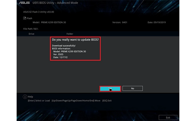 شروع فرآیند آپدیت BIOS
