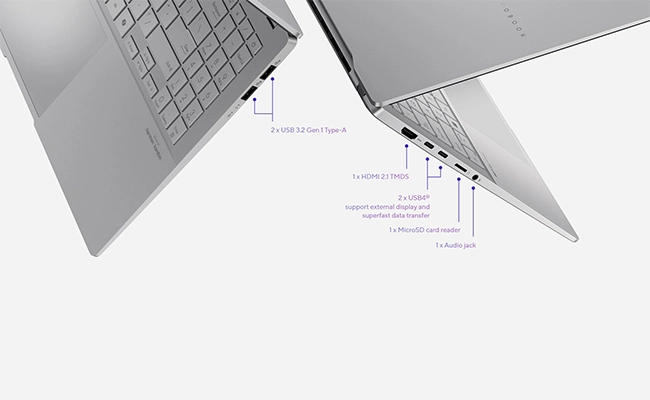 در این عکس پورت&zwnj;های لپ تاپ Vivobook S15 Q5507QA-S15.X1P512 ایسوس نمایش داده شده است.