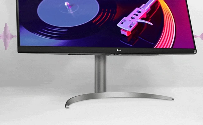 در این عکس نحوه پخش صدا در مانیتور LG 34WQ650 W به صورت شماتیک نمایش داده شده است.