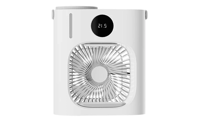 در این عکس یک فن خنک کننده مه پاش Lydsto CL08 شیائومی از نمای روبرو نمایش داده شده است.