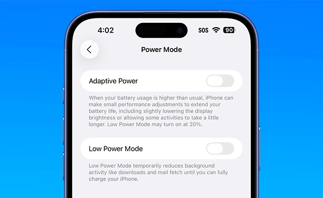 عکس آیکون Adaptive Power Mode در گوشی آیفون