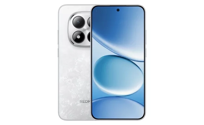 تصویر گوشی شیائومی Redmi Note 15 Pro رنگ سفید سدری از نمای جلو و پشت