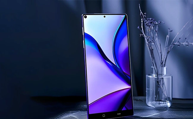 گوشی شیائومی Redmi Note 15 Pro در کنار یک گلدان با پشت زمینه آبی