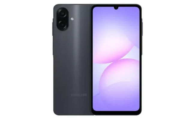 گوشی موبایل سامسونگ Galaxy A07 رنگ مشکی نما از رو به رو و پشت