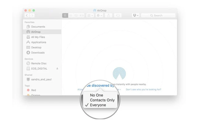 آموزش فعال سازی قابلیت ایردراپ (AirDrop) 
