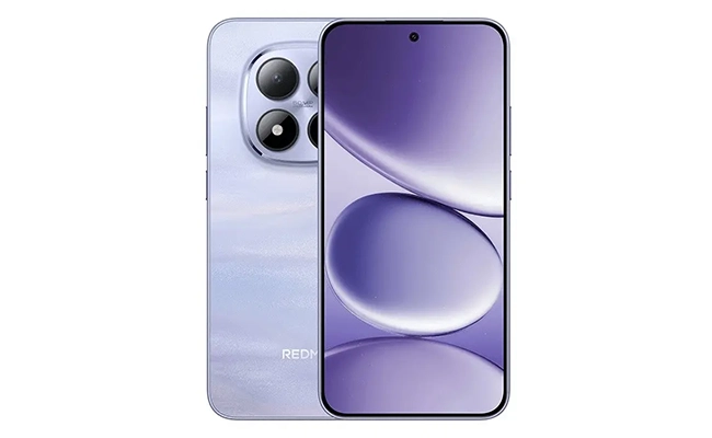 تصویر رسمی گوشی شیائومی Redmi Note 15 Pro Plus در رنگ بنفش دودی نما از جلو و پشت