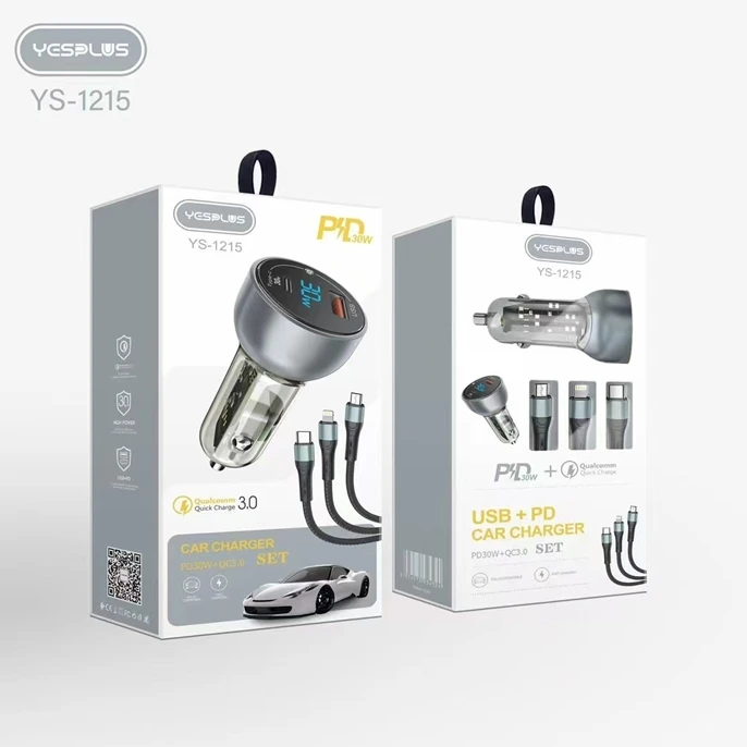 شارژر فندکی و کابل شارژ YS-1215 یس پلاس