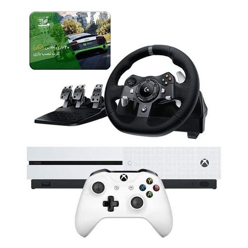 کنسول مایکروسافت Xbox One S ظرفیت 1 ترابایت به همراه فرمان لاجیتک و 20 بازی